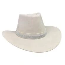 Customized Suede Cowboy Hat With Glitter Stripe - Champagne - View 2