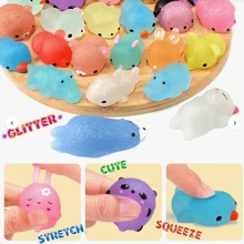 Christmas Decoration 10pcs Random Colors Cute Mochi Squishy Soft Toys, Suitable For Party Favors, Mini Stress Relief Toys, Gifts, Christmas, Random Colors