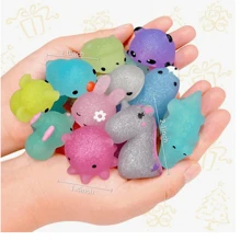 Christmas Decoration 10pcs Random Colors Cute Mochi Squishy Soft Toys, Suitable For Party Favors, Mini Stress Relief Toys, Gifts, Christmas, Random Colors