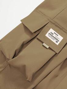 1pc Teen Boys Casual Avant-Garde Sports Outdoor Cargo Pants With Large Pockets & Webbing Decor, Spring/Autumn - Khaki - View 6