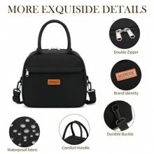 Túi đựng cơm trưa cách nhiệt đa năng dành cho nữ, Túi tote chống thấm nước dung tích lớn dành cho nhân viên văn phòng, học sinh, mẹ - Túi đựng cơm trưa đeo vai Túi đựng đồ ăn trưa du lịch dã ngoại Túi đựng cơm trưa dành cho phụ nữ đi học cho giáo viên đi cắm trại cho lớp học Túi đựng đồ ăn trưa Túi dã ngoại Phụ kiện văn phòng Phụ nữ Túi đựng cơm trưa cho phụ nữ Phụ kiện đồ dùng học tập - màu đen - Xem 8