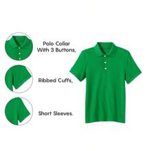 10-Pack School Uniform Tagless Polo Shirts For Boys - Kelly xanh - Xem 3