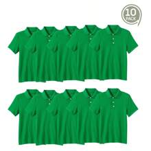 10-Pack School Uniform Tagless Polo Shirts For Boys - Kelly xanh - Xem 6