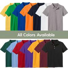 10-Pack School Uniform Tagless Polo Shirts For Boys - Kelly xanh - Xem 5