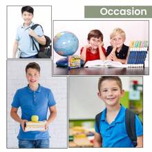 10-Pack School Uniform Tagless Polo Shirts For Boys - Kelly xanh - Xem 4