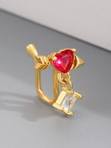 1 件时尚蝴蝶、花朵和心形鼻钉，非穿孔，适合女士和女孩 - 金黃色 - 查看 9