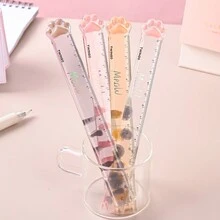 Transparent Camouflage Cat Paw Ruler, Cute Cartoon Cats Claw Ruler Plastic Measuring Tool For Student School Office,Rulers - Multicolor - View 5