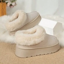 Moda damska 2024 Halloween w stylu boho Platforma zamszowa podszewka futrzana ciepłe wsuwane nowości beżowe buty śnieżne