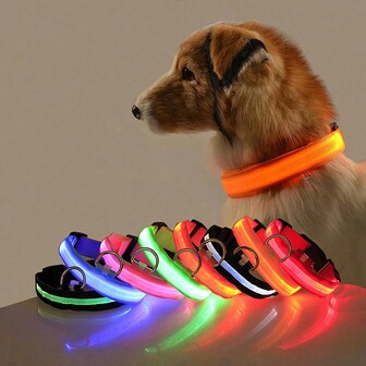 1 pieza Collar luminoso con rayas LED para mascotas
