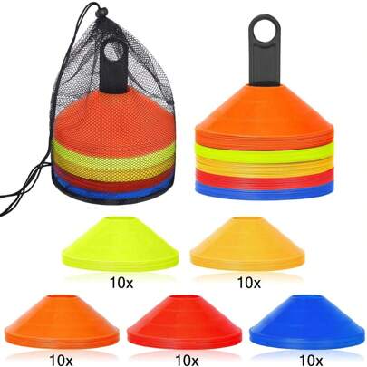 VA-Cerulean Marker Cones 50 Pieces Sports Cone Set, Suitable For Football, Cricket, Rugby, Hockey, Tennis And Many Other Sports