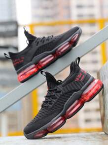 Men's Air Running Shoes Breathable Tennis Basketball Sneakers Gym Training Comfortable Fashion Shoes - 黑紅 - 查看 4