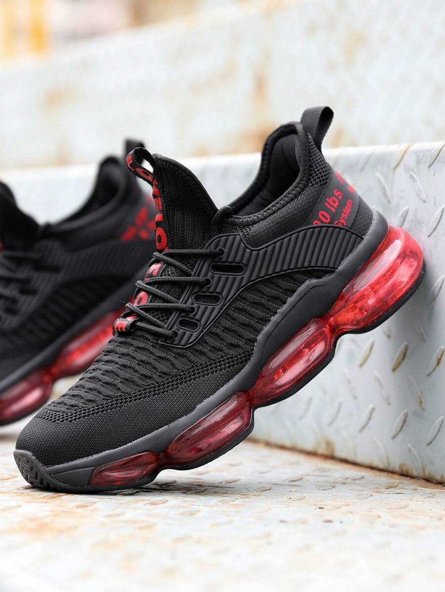Men's Air Running Shoes Breathable Tennis Basketball Sneakers Gym Training Comfortable Fashion Shoes - 黑紅 - 查看 1