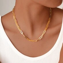 MONALLY Set de joyas de lujo chapado en oro de 18 quilates 1 set Collar y pulsera de cadena anular minimalista de acero inoxidable chapado en oro para mujer regalo de cita y compromiso - Conjunto de collar y pulsera - Ver 2