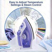 A 1200W Steam Iron With A 200ml Water Tank, Featuring Adjustable Multi-Level Temperature Settings, Suitable For Various Fabrics. It Heats Up Quickly, Has A 1.8M Power Cord, Includes Overheat Protection, Multifunctional Spray, And Low-Temperature Leak Prevention, Making It Ideal For Beginners. - 查看 3