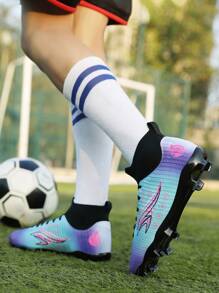Scarpe da calcio da uomo con tacco alto, laccio stringato, tacchetti per calcio indoor, Futsal, AG e terreni naturali