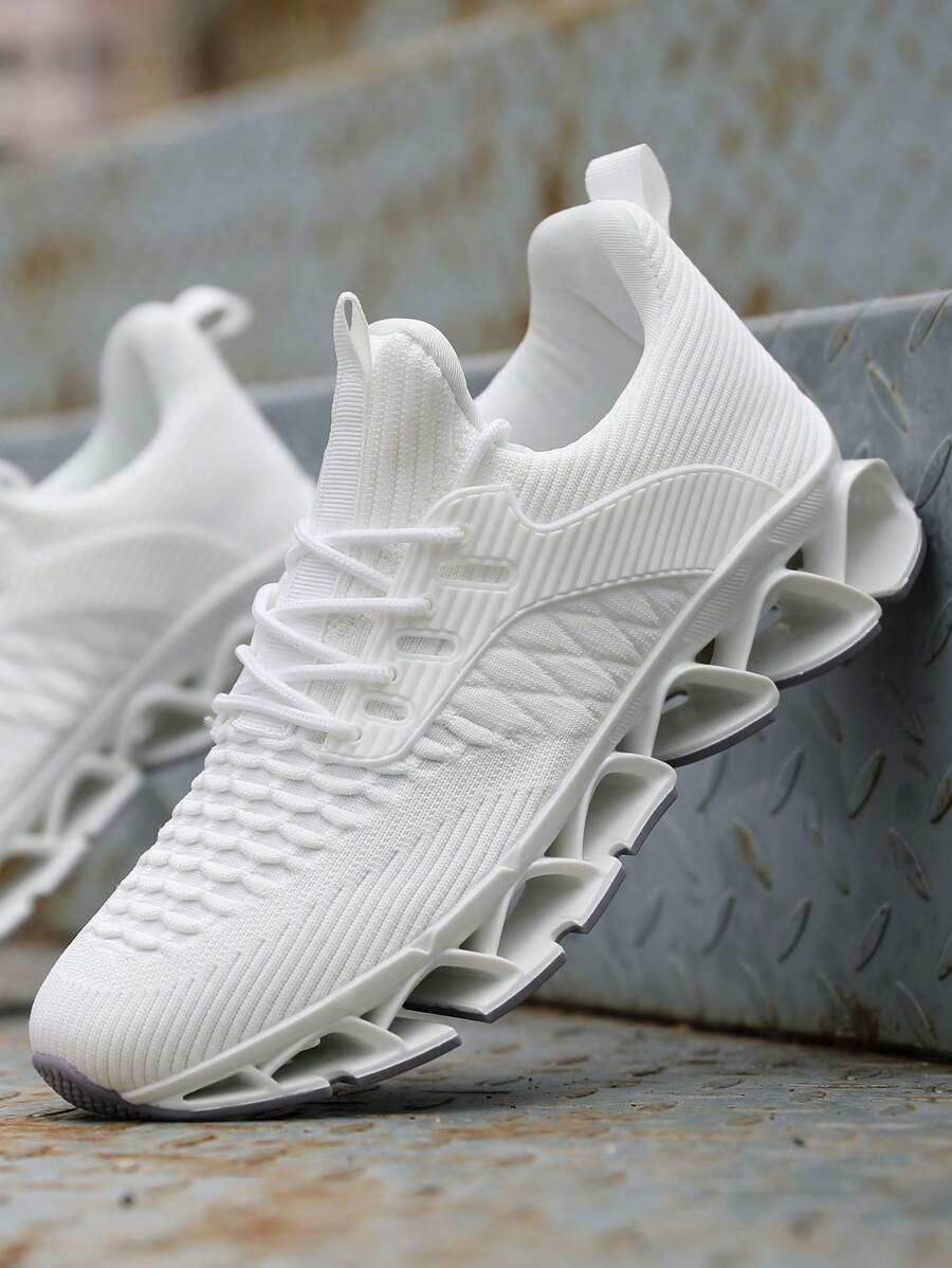 Mens Slip On Running Walking Shoes Blade Tennis Casual Fashion Sneakers Comfort Non Slip Work Sport Athletic Trainer White - 白色 - 查看 1