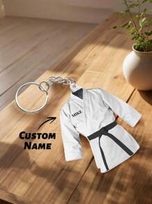 1pc Custom Name Karate Uniform Keychain Personalized Full Color Karate Belt Keychain, Custom Name Acrylic Keychain, Karate Gift, Gift Unique, Customized Ideal Gifts For Him Her, Family, Friends, Grandparents, Children For Graduation, For Christmas, For Winter, For Fall/Autumn, For Holiday Treasure Finds Personalized/Customized Keychain, Christmas Accessories,Customized Keychains & Accessories,End Of Summer,Delicate Romance,Boyfriend,Girlfriend,Family,Friends,Birthday Gift - White - View 4