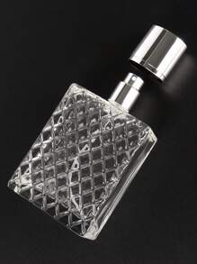 1pc 100ml/3.4oz Square Clear Glass Refillable Spray Perfume Bottle, Large Capacity Fine Mist Sprayer, Empty Portable Essential Oil Container, Travel Essential - Clear - View 4