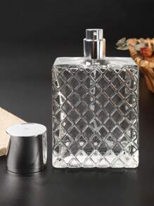 1pc 100ml/3.4oz Square Clear Glass Refillable Spray Perfume Bottle, Large Capacity Fine Mist Sprayer, Empty Portable Essential Oil Container, Travel Essential - Clear - View 3