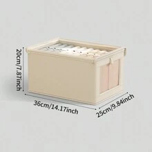 1 Pieza Caja de almacenamiento con cubierta beige, organizador de ropa de tela plegable con ventana transparente, caja de almacenamiento con cajón para pantalones vaqueros, decoraciones para el hogar, decoraciones festivas, decoración de habitación, decoración de dormitorio, vestidos, pantalones, zapatos, vaqueros, botas, faldas, camisetas blancas de mujer, pantalones negros de mujer, ropa de invierno para damas