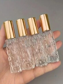 4个便携式DIY化妆品收纳瓶，10毫升优雅可重复灌装透明旅行香水瓶 - 艺术瓶盖，非常适合装爽肤水，随时随地享受美容护理，完美的旅行配件，旅行必备品，学习用品，假日露营必备品，迷你度假香水，女士香水，男士香水，海滩旅行必备品，暑期学习用品，返校用品 - 彩色 - 查看 7