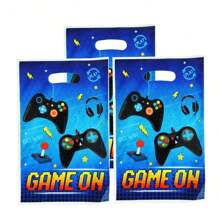 10pcs/20pcs/30pcs/50pcs/100pcs Gift Packaging Bags, Blue Gaming Themed Gift Bags With Game Joystick Pattern, "GAME ON" Candy/Cake Packaging Bags, Gift Bags For Christmas, Party, Celebration, Christmas