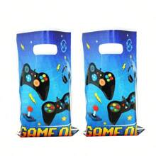10pcs/20pcs/30pcs/50pcs/100pcs Gift Packaging Bags, Blue Gaming Themed Gift Bags With Game Joystick Pattern, "GAME ON" Candy/Cake Packaging Bags, Gift Bags For Christmas, Party, Celebration, Christmas