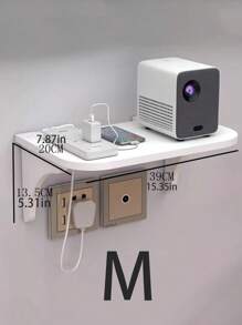 1pc Wall Mount Bracket, No Drill Router, Socket, Projector, Cable Box Holder, Wireless Storage - White - View 4
