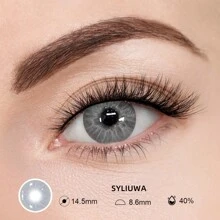 1 副软性彩色隐形眼镜，年度一次性化妆隐形眼镜，美容隐形眼镜，适合日常使用和携带万圣节服装角色扮演 - 灰色 - 查看 2