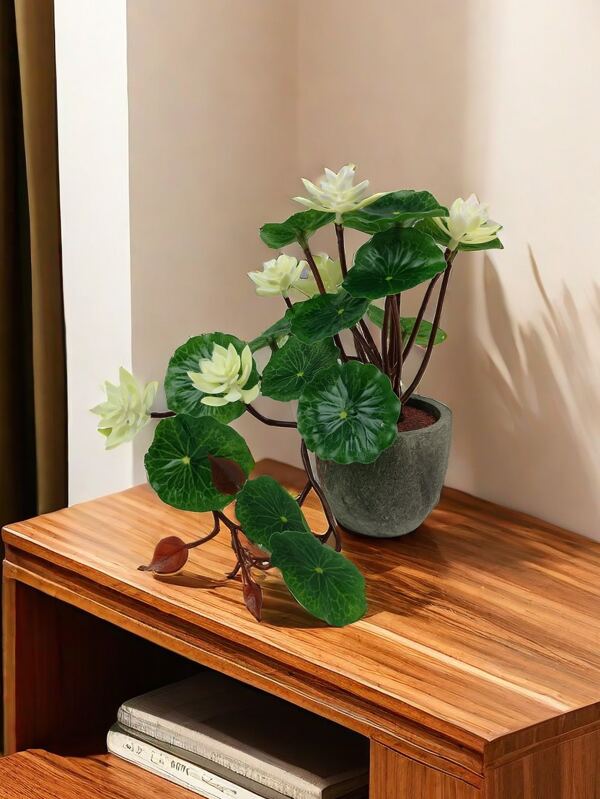 1 pezzo Fiore di loto artificiale da 15,5 cm, fiore finto in plastica per decorazione da interno, tavolo, giardinaggio, mini ornamento, regalo di San Valentino