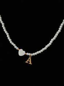 1pc Simple 26 English Alphabet Pendant Necklace Graduation Season Gift - Multicolor - View 33