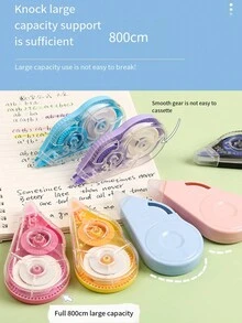 8m High-Quality Correction Tape, Suitable For Correcting Errors, Office Supplies, School Supplies, Household Items, Back To School Gifts, School & Office Stationery, Student Supplies, Random Color 1/2pcs - Multicolor - View 4