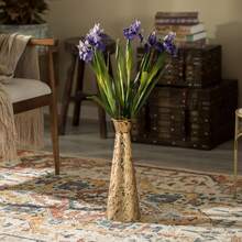 31-Inch Tall Brushed Paint Unique Straight Vase: Modern Metal Decorative Floor Vase - Flower Holder For Entryway, Living Room, Or Dining Room - Perfect For Displaying Flowers Or Plants - Stylish Home Décor Accent