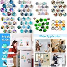 冰箱贴，Nevera，圆形玻璃冰箱贴，可爱冰箱贴，磁性贴纸，装饰性个性化工艺品，高品质磁铁，精美典雅的图案，小巧实用，适用于白板、教室、厨房、办公室、家庭、橱柜和照片。 - 彩色 - 查看 1