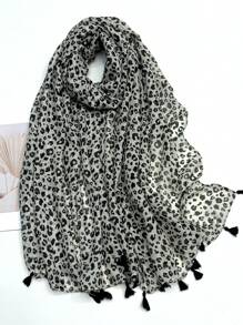 Fashion Leopard Printed Scarf, New Outdoor Travel Beach Sunscreen Shawl Scarf For Women, Linen Texture - Multicolor - View 2