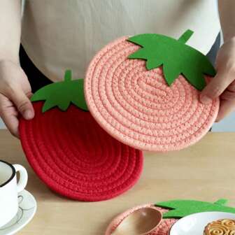 Heatproof Pads Strawberry Pumpkin Cute Fruit Series,Non-Slip Coasters & Hot Pads, Halloween Gifts