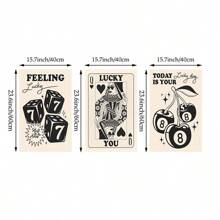 Set Of 3 Lucky You Queen Hearts Prints Canvas Paintings Magic 8 Ball Wall Art Y2k Dorm Room, Bar Cart,College Apartment ,Home Decor Unframed - Multicolor - View 10