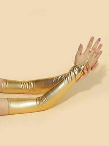 1pc Long Stretch Party/Prom Sleeve Gloves For Women - Gold - View 2
