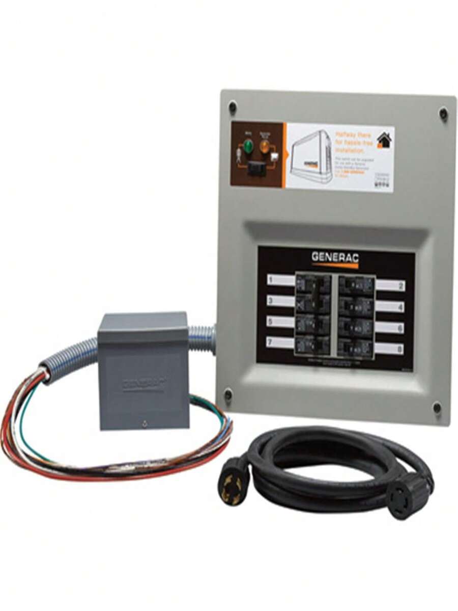 Generac 48453 HomeLink Prewired Manual Transfer Switch Kit - 30 Amps 8 Circuits - Resin Box - Model No. 6853 - Rosso - Visualizzare 1