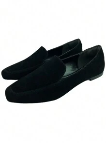 Kit 2 Pairs Women's Moccasin Shoes Donatella Shoes Square Toe Plain Suede Classic Casual Ounce And Miscellaneous - 黑色 - 查看 2