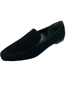 Kit 2 Pairs Women's Moccasin Shoes Donatella Shoes Square Toe Plain Suede Classic Casual Ounce And Miscellaneous - 黑色 - 查看 4