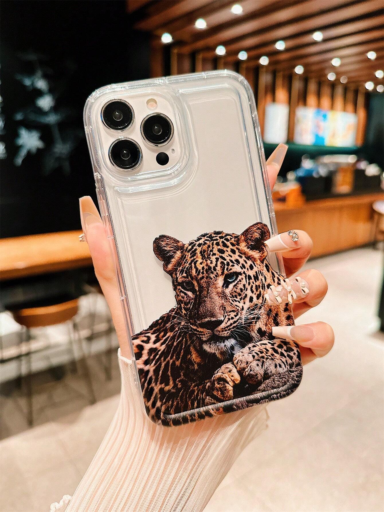 طباعة Leopard 1pc مثقبة للحيوانية ذات الحافة المستقيمة ، فالأزيرة ، حالة وقائية للهاتف المحمول متوافق مع iPhone 15 Pro Max ، 14 Plus ، 13 Pro Max ، 12 ، 11 ، 7g ، 7p ، IX ، XR ، XS Max | مقاس: iPhone 15 Pro Max