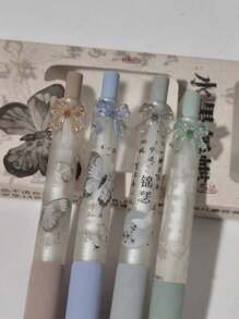 4pcs/Box Bowknot Retractable Ballpoint Pens With 0.5mm Black Ink Refills, Suitable For Back To School, Halloween, Thanksgiving, Christmas, Birthday And Other Occasions Back To School - 4pcs/box Bowknot Gel Pen - View 11