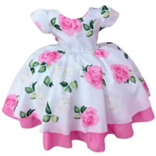 Pink Florist Dress Garden Party Charming Floral Dress With Pink Flowers And Petticoat D0665 - 粉色 - 查看 6