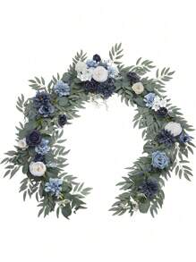 6FT Artificial Eucalyptus And Willow Leaf Garland With Flowers, Wedding Arch Flowers Wedding Sweetheart Table Centerpieces Head Table Decor Wedding Arch Backdrop Decorations For Wedding, Spring Decoration Outdoor Decor - 藍色 - 查看 3