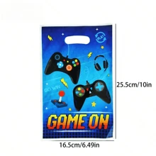 10pcs/20pcs/30pcs/50pcs/100pcs Gift Packaging Bags, Blue Gaming Themed Gift Bags With Game Joystick Pattern, "GAME ON" Candy/Cake Packaging Bags, Gift Bags For Christmas, Party, Celebration, Christmas