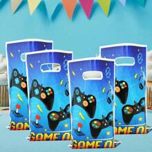 10pcs/20pcs/30pcs/50pcs/100pcs Gift Packaging Bags, Blue Gaming Themed Gift Bags With Game Joystick Pattern, "GAME ON" Candy/Cake Packaging Bags, Gift Bags For Christmas, Party, Celebration, Christmas