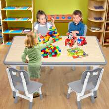 VA-Cerulean Children's Seating Group - Height-Adjustable Children's Table With 4 Chairs, Plastic, Grey - Table And Chair Set For Boys And Girls Aged 2-10 Years - Grey - View 3