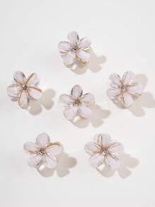 6pcs Pink Crystal-Like Flower Shaped Hair Clip For Women, Side Clip Bangs Hairgrip Hairpins Hair Accessories Boho Valentine's Day Valentines Hair Claws Claw Clips Hair Clips Hair Jaw Clip Hair Clamps Hair Clutch Hair Catcher Clip
