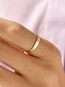 1Pc Fashionable Minimalist 925 Sterling Silver Solid Korean Style Fine Jewelry Minimalist 18k Gold Plated Pinky Signet Rings For Women Daily & Party Wear
